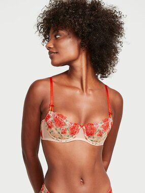 34DD Victoria Secret Dream Angels Unlined Push Up w/out Padding Embroidered Bra